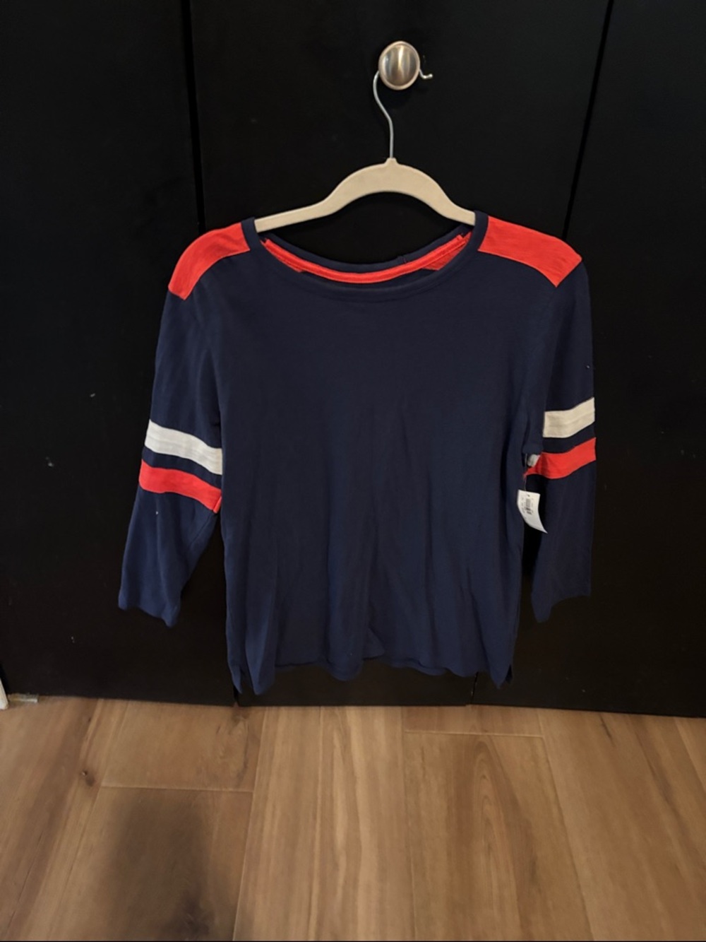 Old Navy Navy Blue Long Sleeve Top with Red & White Stripes